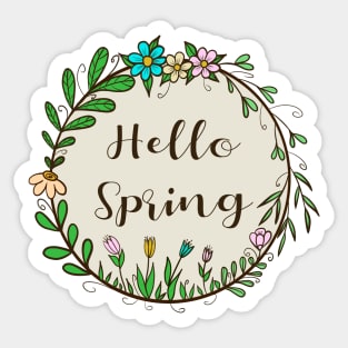 Hello spring - flowers and leaves Sticker